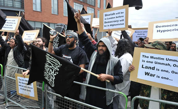 Hostile Muslims shrieked insults at British troops returning from Afghanistan in 2010.