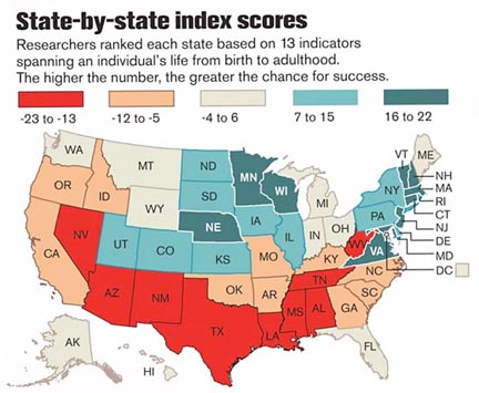 USA map of likely child success