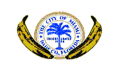 City of Miami seal, plus banana cluster