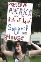 Preserve America sign at Texas House hearing